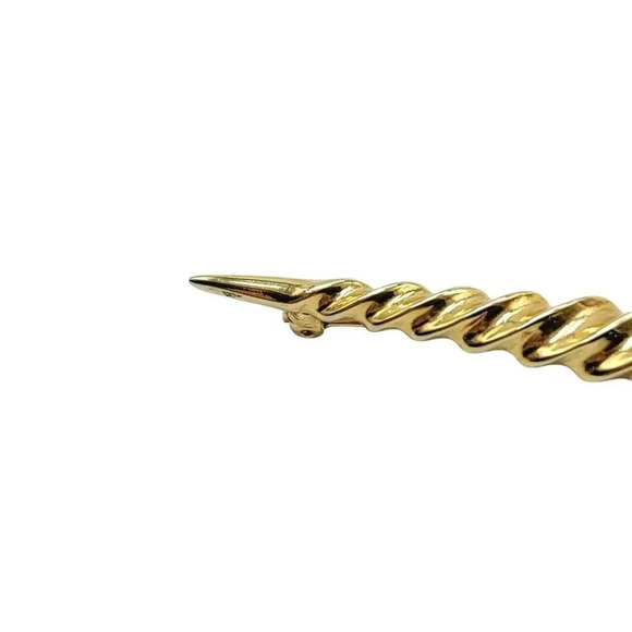 Crown Trifari Brooch Pin Scepter Staff Art Deco Style Rhinestone Gold Tone Metal - Picture 3 of 5